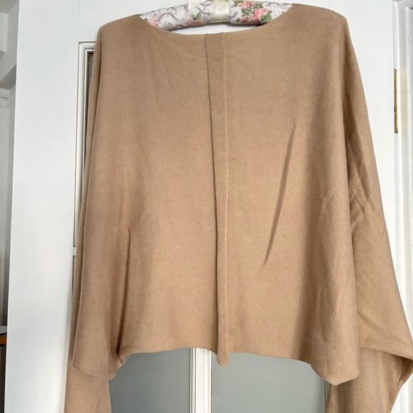 The Row Cropped Camel Tan Dolman Sleeve Boatneck Sweater Knit Top - Picture 7 of 16